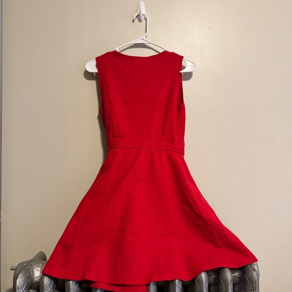 J. Crew Red Sleeveless Wrap Dress XS Fit Flare Casual Cocktail Christmas Holiday - Picture 3 of 4